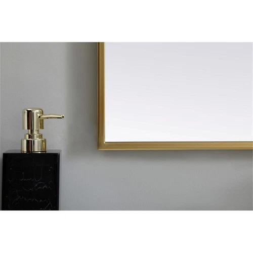 Elegant Decor Ayra 30x30" Arch Modern MDF Wood/Iron Mirror in Brass - Picture 5 of 9