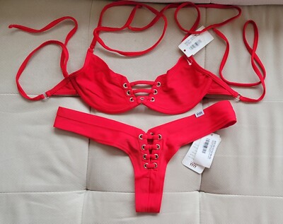 wicked weasel光沢ある赤のシャーリングビキニ wicked weasel光沢ある赤のシャーリングビキニ wicked weasel