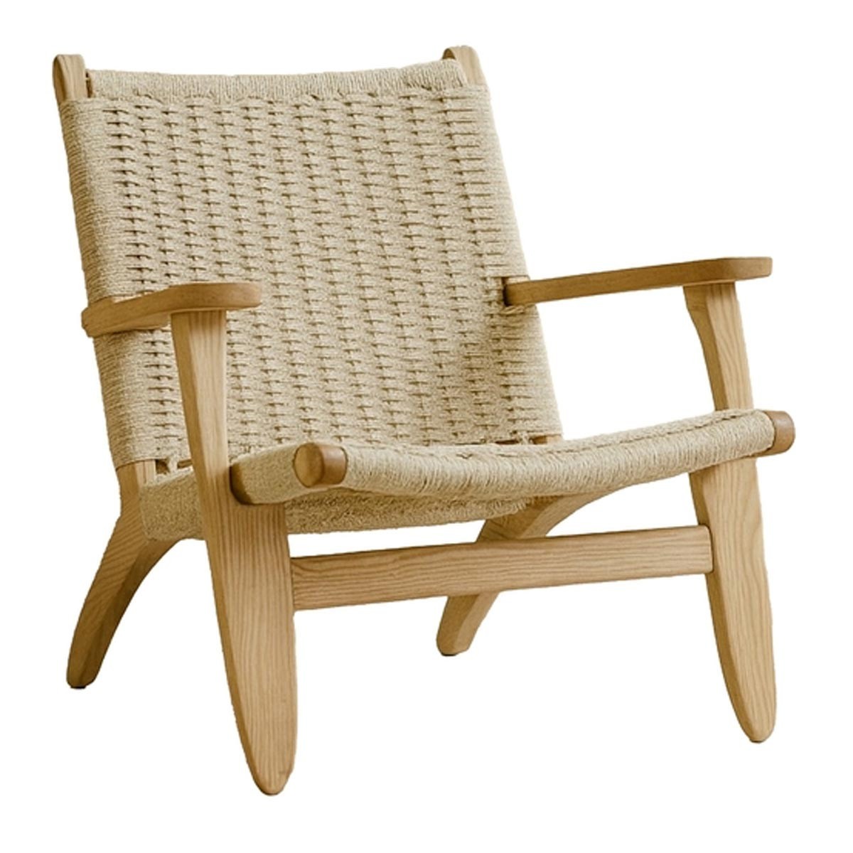 Fauteuil tressé en bois Lazy 75cm beige pour salon et véranda