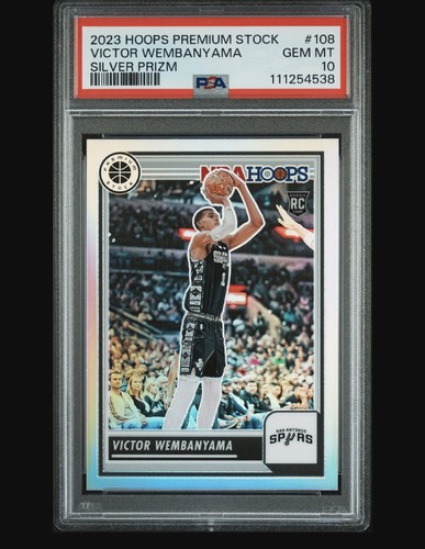 2023 Panini Hoops Premium Stock #108 Victor Wembanyama Ice Prizm RC PSA Gem 10