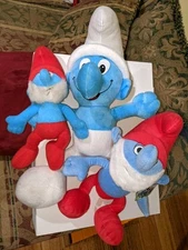 3x SMURFS Plush  SOFT TOYS Bundle LOT Blue Leprechauns Gnomes Dwarfs