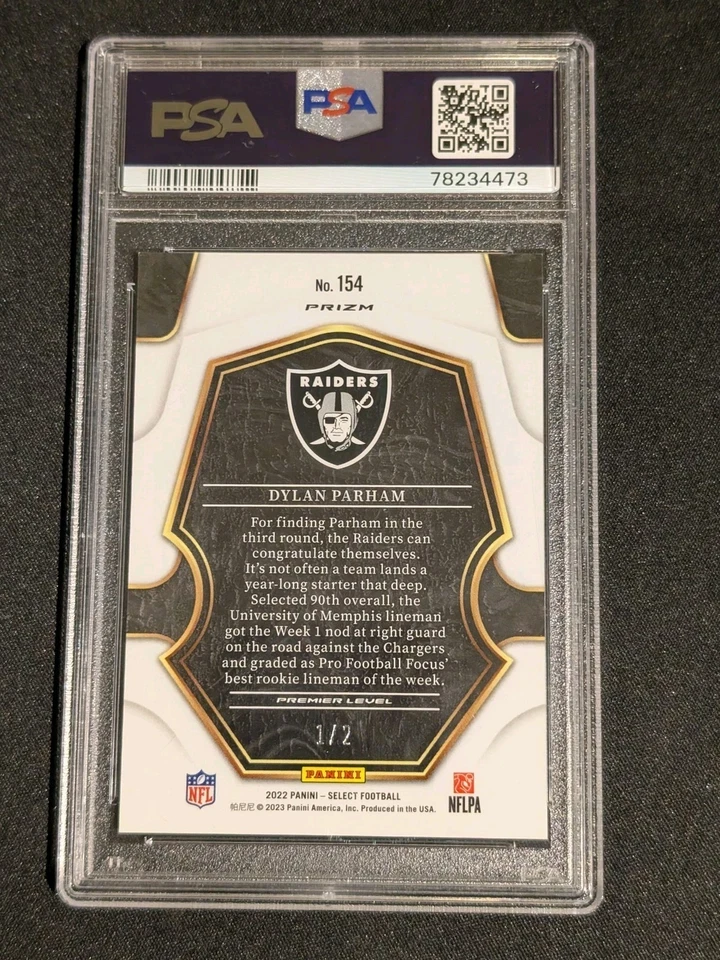 2022 Select Dylan Parham RC Green and Black Snakeskin Prizm Premier #1/2 PSA 9 - Image 2 of 2