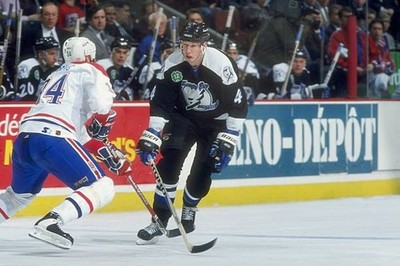 Defenseman Cory Corss Tampa Bay Lightning v defenseman Peter Popov- Old Photo