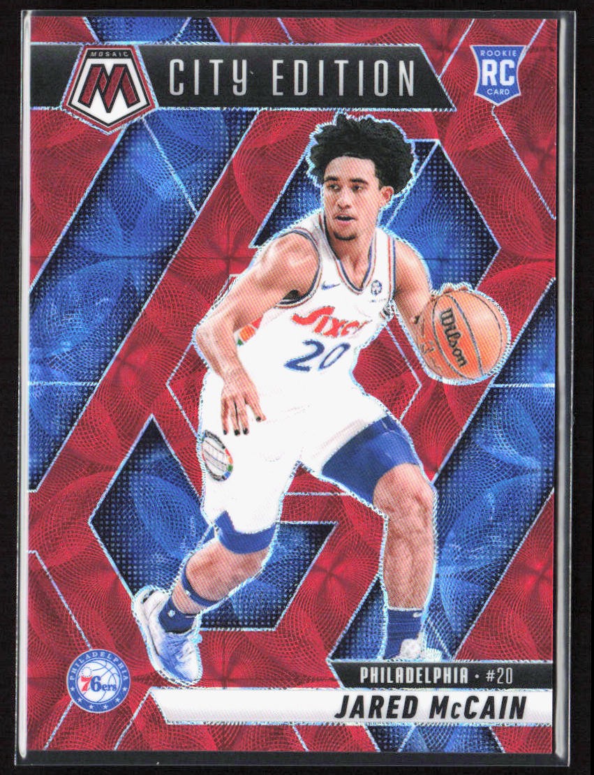 2024-25 Panini Mosaic Jared McCain City Edition International Red Rookie /75