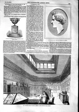 Original Old Antique Print 1853 Cottonian Library Plymouth Millais Wallis Cup