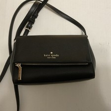 Kate Spade New York Leila Mini Zip Black Pebble Leather Crossbody Bag $329