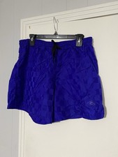 Umbro Soccer Mens Medium Blue Checkered Drawstring Vintage Shorts Made In USA