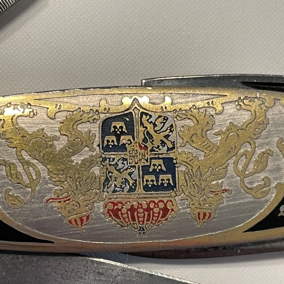 Винтажный EKA Швеции герб эмаль 4 лезвия мужчин складной карманный нож 1950-х - Изображение 4 из 4