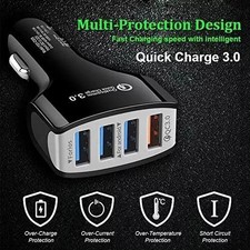 Fast Car Charger 30W 4 USB Port Cigarette Lighter Adapter for iPhone for Samsung