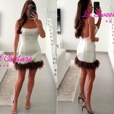 ZARA WOMAN FW25 BONE FEATHER SATIN EFFECT DRESS ALL SIZES 4772/207/779