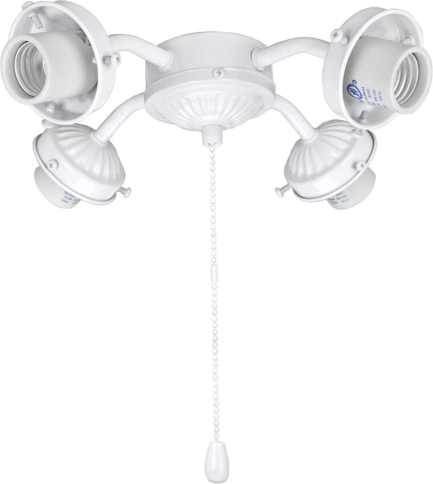 Portable Flush Mount Fan Light, 4-Light, Painted White - Image 3 of 4