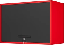 Metal Garage Wall Cabinet with Shelves, 21.6"H - Red Black, Wall Mounted