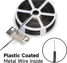KINGLAKE 50M Garden Wire Ties Black Plant Ties, Gardening Wire with Cutter, Soft
