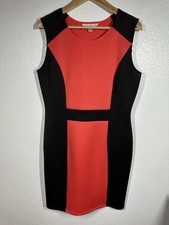 AA Studio Dress Womens 14 Red Black Colorblock Sheath Sleeveless Cocktail Work