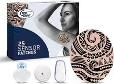 CureTape Patches - Sensor Fixing Plasters - for One Size, Tattoo 
