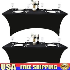 Stretchable Table Cover 6ft Rectangular Spandex Wrinkle Resistant Events New