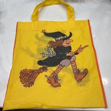 Vintage Halloween Bag - Trick or Treat Candy Loot Tote - Yellow Vinyl Witch