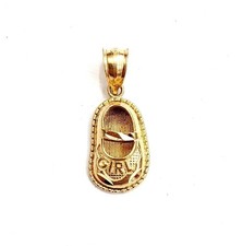 14K Yellow Gold 3D Classic baby girl Shoe Charm Pendant gift Fine Jewelry 1.5g