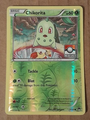 Pokemon Chikorita 1/122 League Reverse Holo Promo LP See Pictures