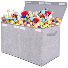 Pantryily Large Toy Box Chest Storage Organizer with 25"x13" x16", Grey