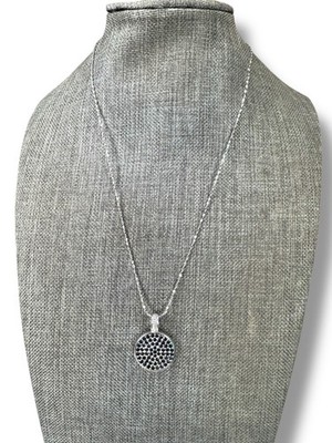 Reyhan Hakki Sterling Silver Black Sapphire Pendant Necklace 16''