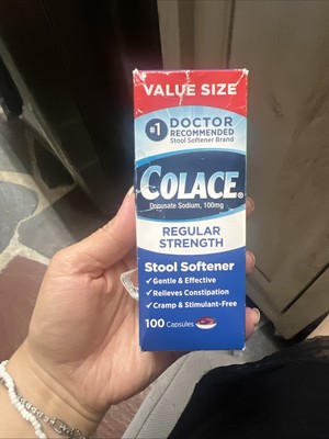 Colace Regular Stool Softener 100mg Docusate Sodium 100 Cap Exp 2026+