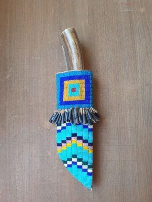 #ad Indian Beaded Cover Native American Sioux Handmade Knife Sheath $61.68