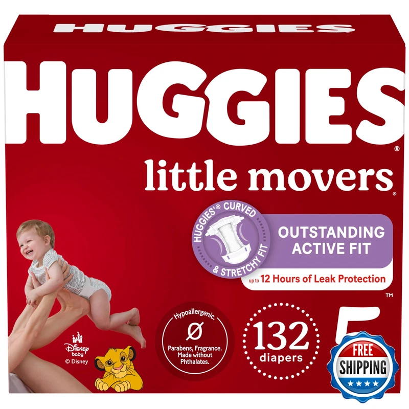 Huggies Size 5 Diapers Little Movers Baby Diapers Size 5 27 Lbs 132 Count 2
