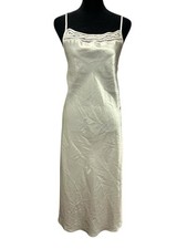Vintage 90s Intimate Essentials Liquid Satin Slip Dress Champagne Midi Medium