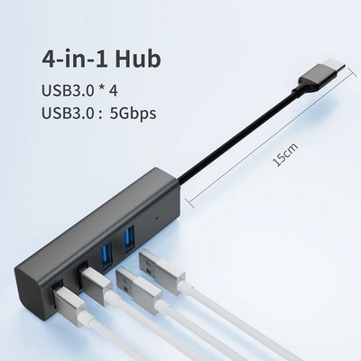 USB C Dockingstation 4 in 1 mit 4 USB 3 0 Ports ohne externe Stromversorgung