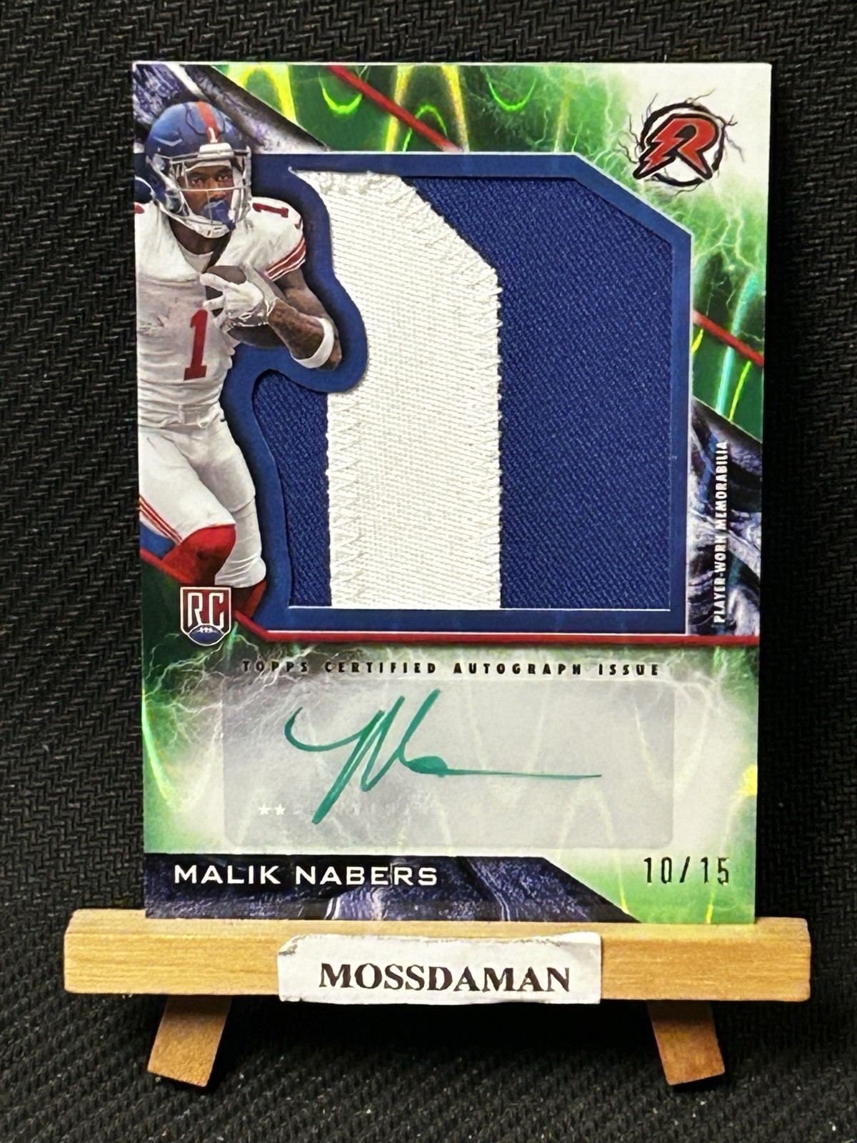 2024 Malik Nabers Topps Resurgence Rookie Patch Auto Green Raywave /15