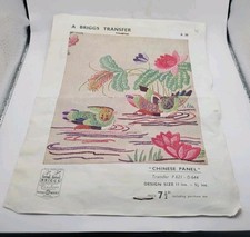 Vintage Briggs Embroidery Transfer Chinese Panel Birds Floral P621 D644 1940s
