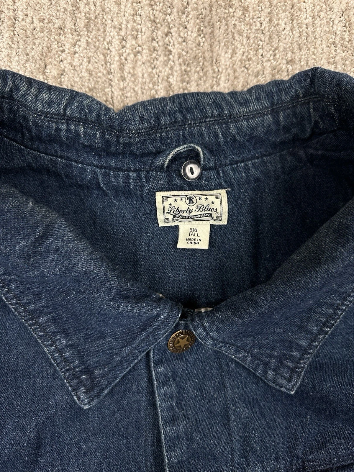 Liberty Blues Denim Jacket Mens 5XLT Blue Stretch Denim Dark Wash biker trucker image 5