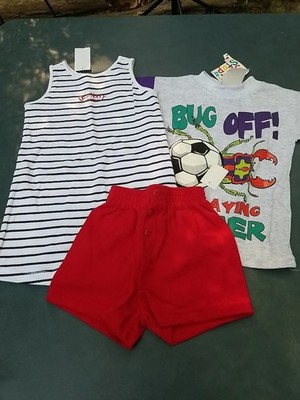 3 NWT Boys Clothing Shorts 6-9 M Shirt 2T & Romper 6-12 M