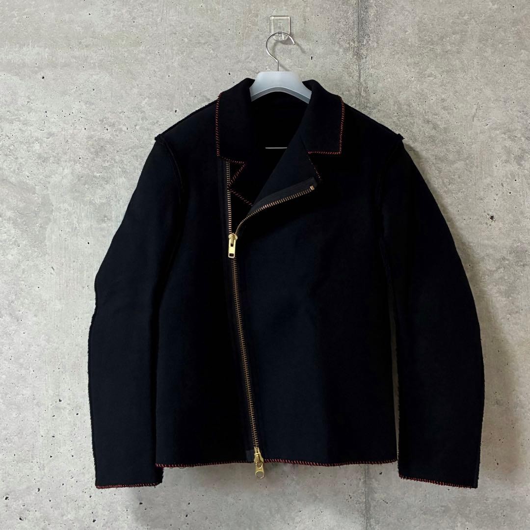 RAINMAKER Wool Double Riders Jacket Black Red Sti… - image 1