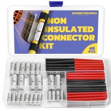 Non Insulated Butt Connectors Kit, AWG 8-4 24pcs Tinned Copper Splice 48