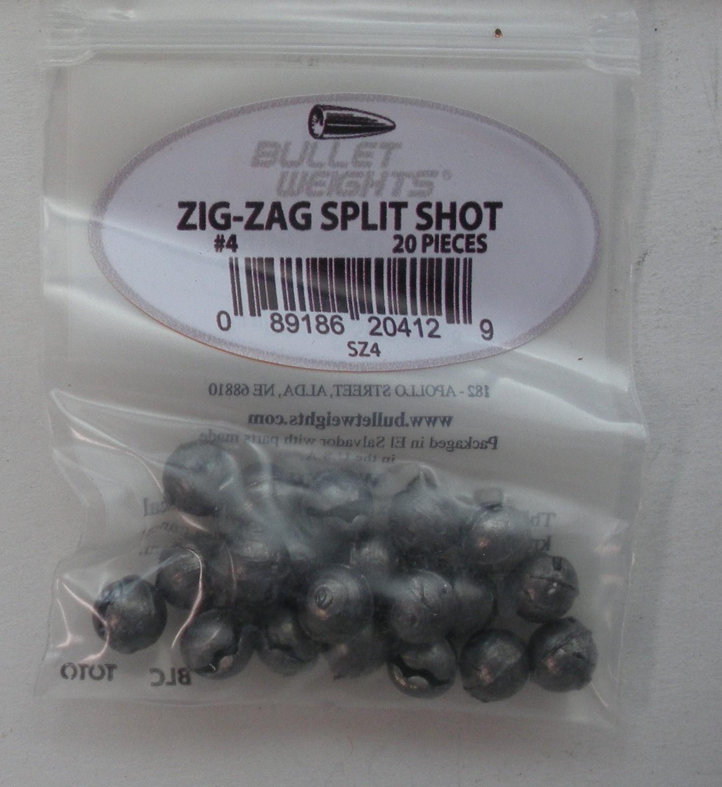 Bullet Weight SZ4 Split Shot Sinker Size 4 20ct