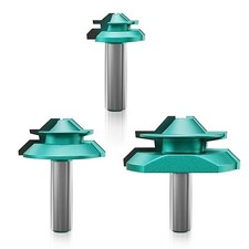 CSOOM 45 Degree 3-Piece Carbide Tipped Router Bit Set 1/2" Shank 2 Flutes