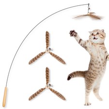 Cat Wand Toys, Interactive Cat Toys with 3 Feather Refills, 29'' Flexible Ste...