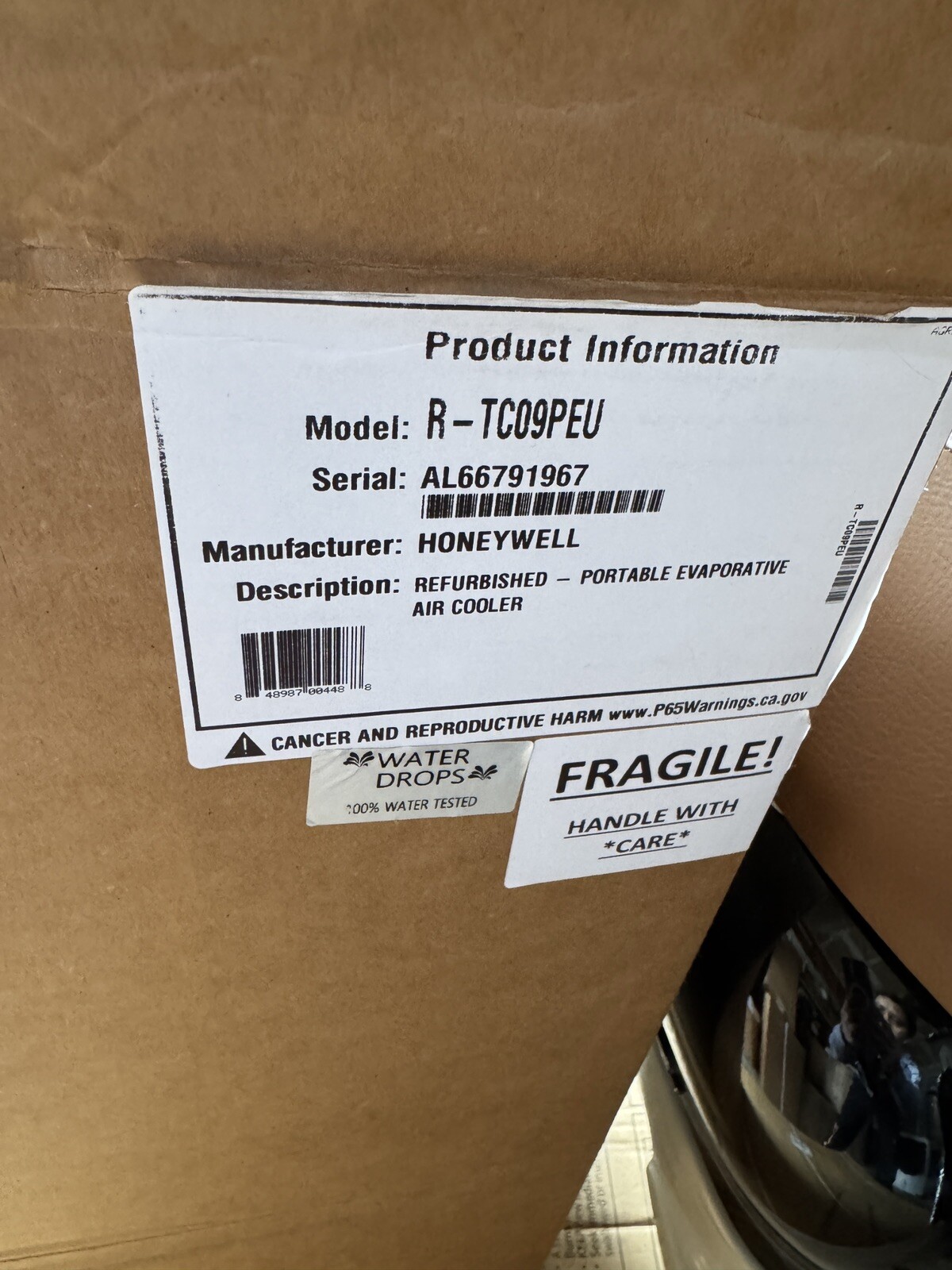 Honewell Evaporative Air Cooler Model R-TC09PEU( Refurbished)