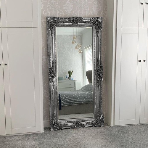 Empire XXL Extra Large Ornate Frame Leaner Wall Mirror Antique Silver ...