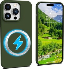 For iPhone 14 Pro Max MAGNETIC Case DARK GREEN Thin Silicone Premium Cover 6.7"