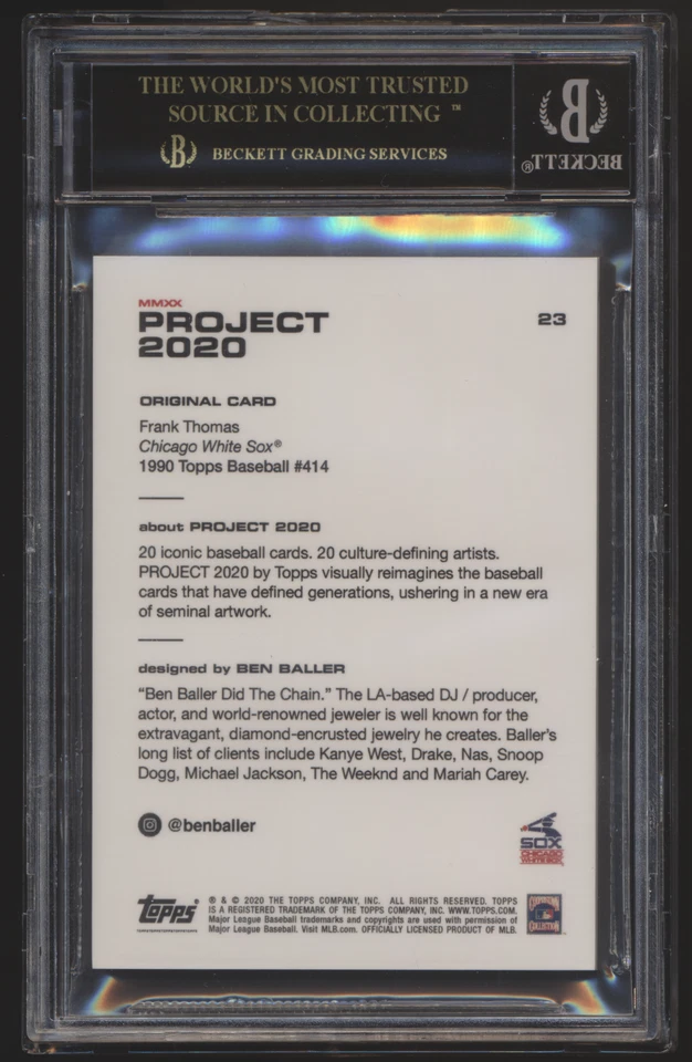 2020 Topps Project 2020 #23 Frank Thomas Ben Baller BGS 10 Black Label - Image 2 of 4