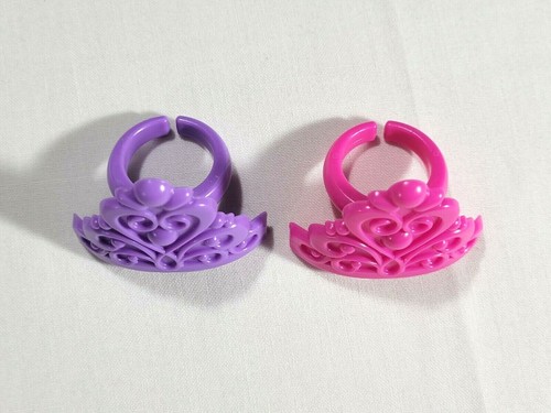 24 Princess Tiaras Pink & Purple Birthday Cupcake Toppers Rings Cake Decorating - Bild 3 von 3
