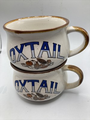 Zwei Vintage Retro Keramik Suppentasse Schüssel - Ochsenschwanzsuppe