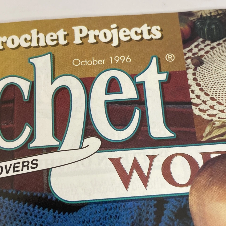 Crochet World Magazine Octubre 1996 Mantón Afganos Suéter Calabaza Botines Tapete Foto 3 de 4