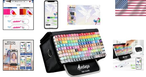 Quick-Drying Chisel & Fine Tip Alcohol Markers - 168 Colors with Kickstand Bag - Picture 2 of 8