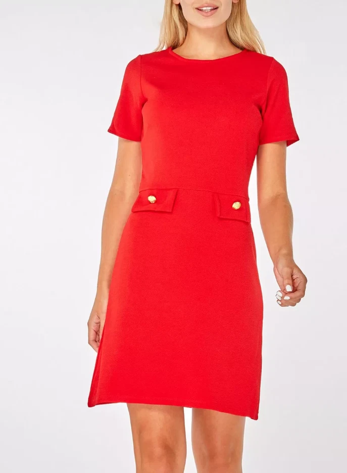 Women s Red Buttoned Mini Shift Dress By Dorothy Perkins Size 12