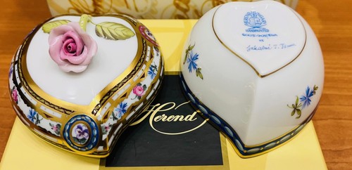 HEREND EGLANTINE EGAthe most expensive PATTERN SMALL HEART BOX,BRAND NEW,3" long - Picture 8 of 8