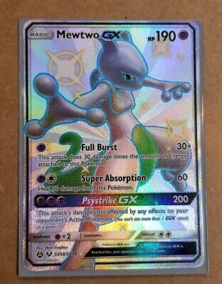 Shiny Mewtwo Gx Hidden Fates Pokemon Card Mint From Pack To Hard Shell Case Ebay